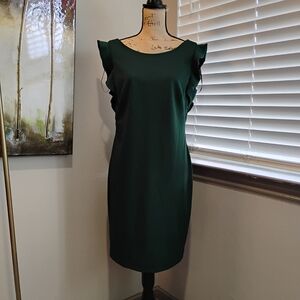 Calvin Klein Dark Green Ruffle Mini Dress